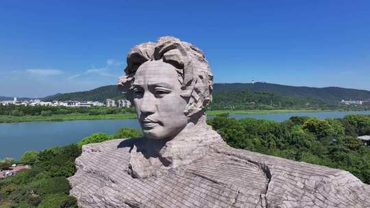 长沙橘子洲景区橘子洲大气航拍