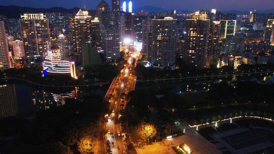 厦门航拍城市夜景