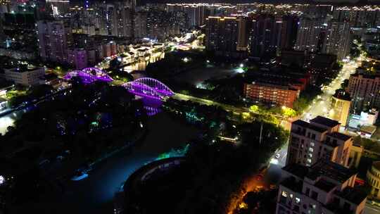 航拍温州南塘大桥夜景视频素材模板下载