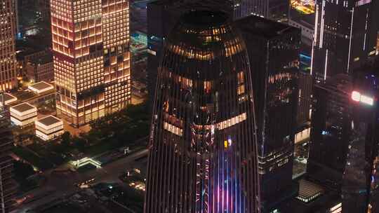 广州CBD琶洲互联网总部航拍夜景高清4K视频