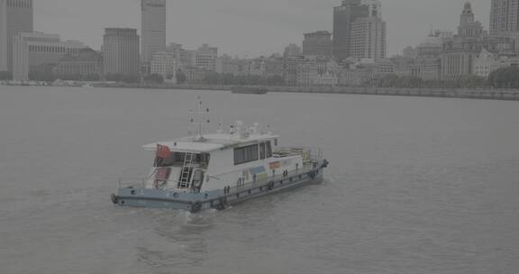 8K(log2素材)上海外滩黄浦江轮船