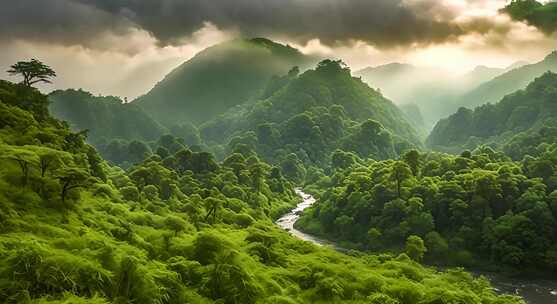 原始森林植物溪水视频素材