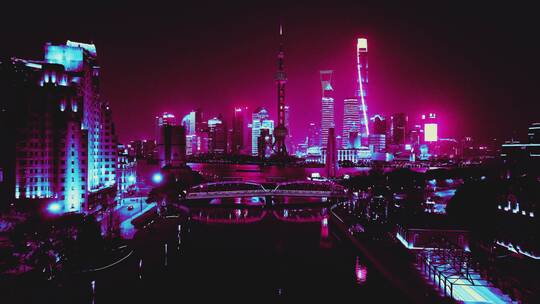 上海疫情夜景航拍