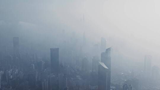 上海大雾天航拍