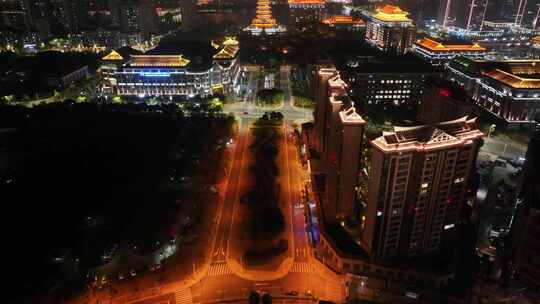 厦门夜景航拍集美区夜晚福建