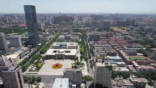 河北石家庄城市风光建设航拍