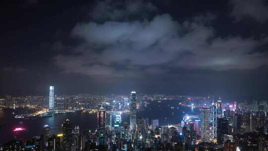 香港 夜景延时 繁华的国际化城市