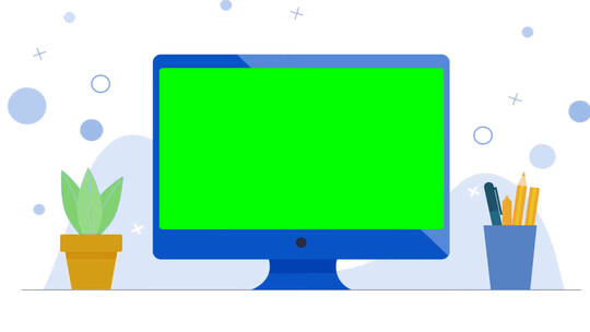 卡通商务办公电脑屏幕展示（通道）视频素材模板下载