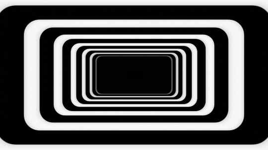 黑白矩形光学幻觉隧道循环动画视频素材模板下载