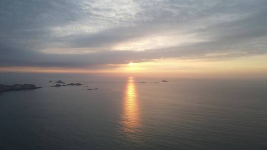 航拍 湄洲岛 海上 日出 彩霞