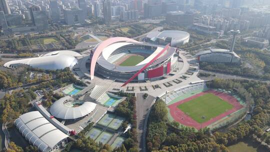 航拍江苏南京奥林匹克体育中心视频素材模板下载