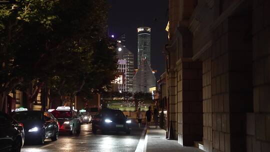 上海外滩建筑夜景街景