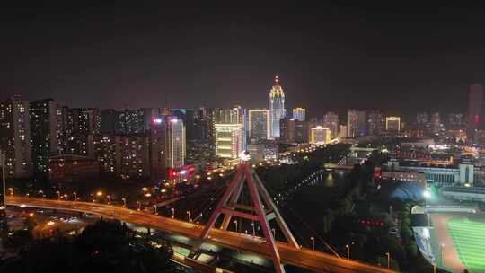 青海西宁夜景西宁中心广场西宁昆仑桥夜景