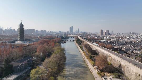 南京外秦淮河城墙大报恩寺航拍