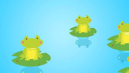 卡通小青蛙在池塘里蹦跶
