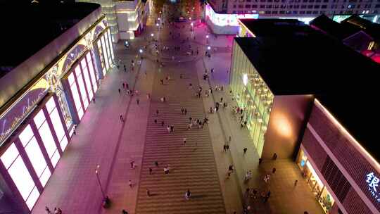 杭州西湖龙翔桥步行街广场车流人流夜景延时视频素材模板下载