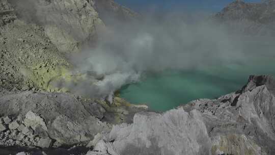 HDR印尼爪哇岛伊真火山硫磺航拍自然风光