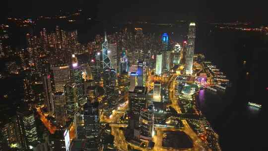 俯瞰香港城市夜景航拍视频4K30P