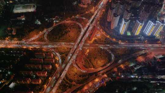 涧塘立交桥车流交通航拍长沙夜景夜晚车辆岳