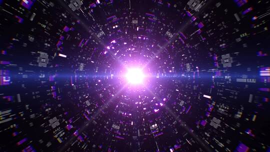 未来科技紫色粒子隧道穿梭视频素材模板下载