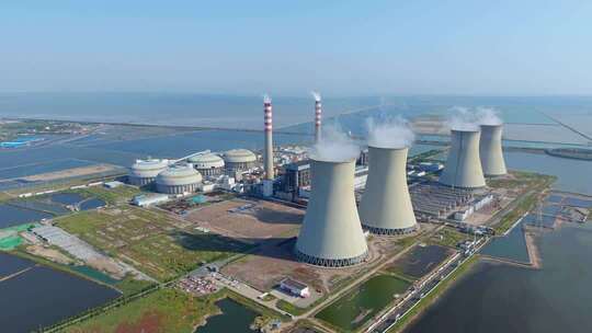 天津海边的发电厂航拍景观