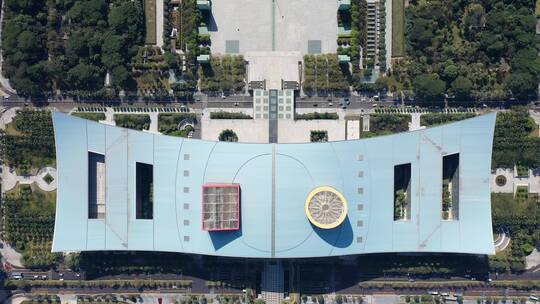 深圳市民中心市民广场垂直俯拍前进视频素材模板下载
