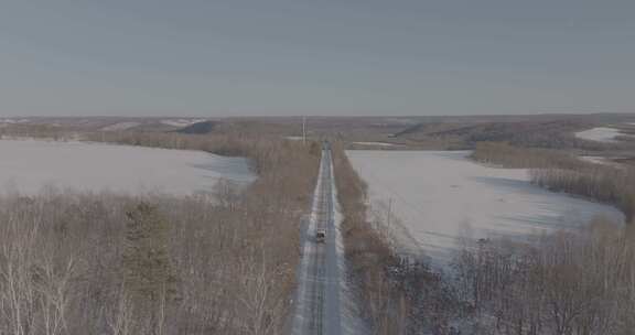 中国北方冰雪道路自驾航拍