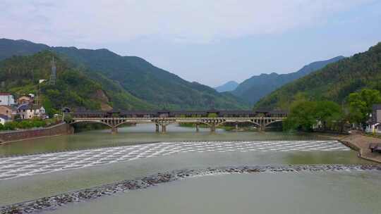 杭州富阳龙鳞坝晨曦航拍