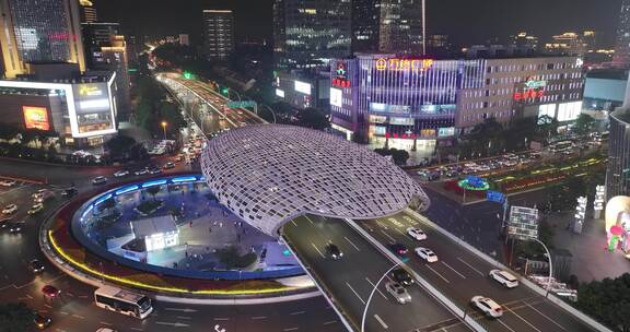 上海五角场夜景航拍