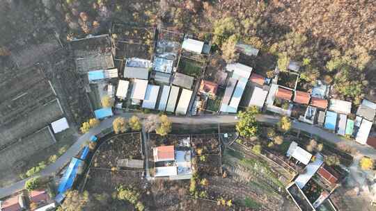 航拍辽阳山区山村