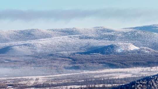 航拍根河零下40多度出现雾凇景观视频合集