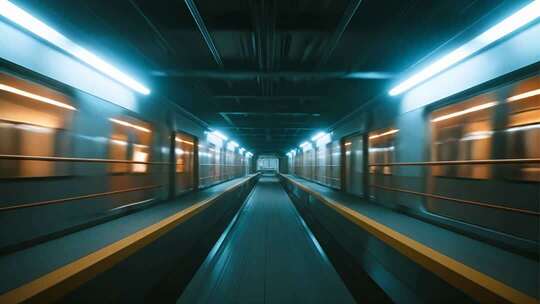 地铁穿梭城市交通延时视频