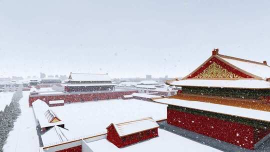 北京故宫紫禁城下雪场景