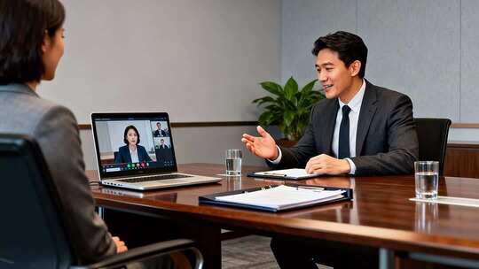 商务人士视频会议场景