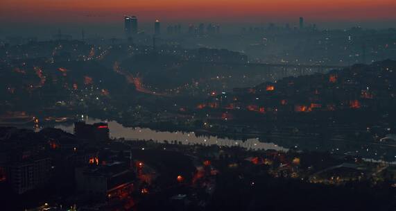 航拍城市夜景