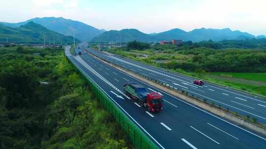 航拍广东高速公路车流 乐广许广