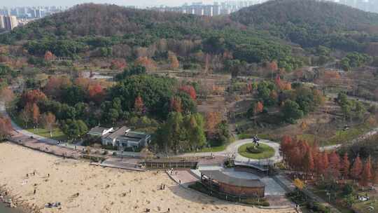 深秋的芜湖神山公园风光航拍素材