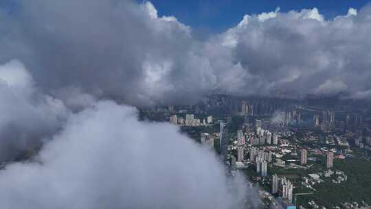 深圳南山区超总蓝天白云城市航拍