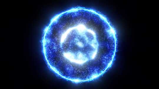 蓝色能量魔球圆形高科技光数字球太空星球