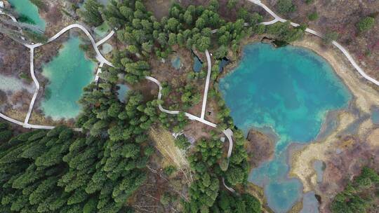 航拍四川阿坝牟尼沟二道海景区