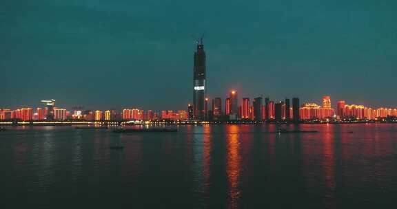 武汉江滩夜景航拍