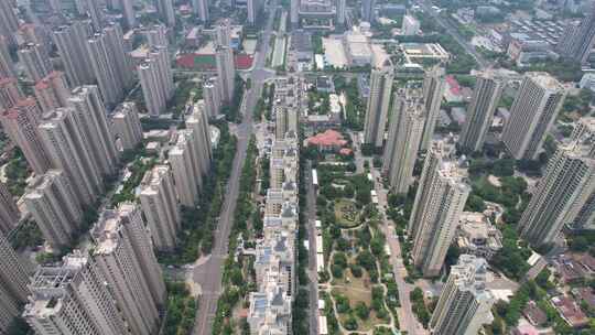 航拍城市高楼住宅小区