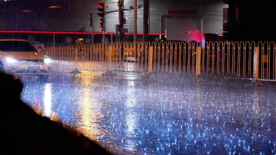 北京雨夜伤感街景深夜加班