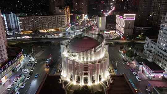 甘肃兰州西关清真大寺夜景航拍