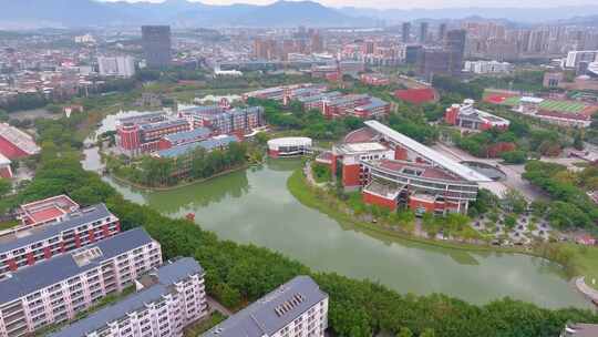 福州福建中医药大学旗山校区航拍校园风景风