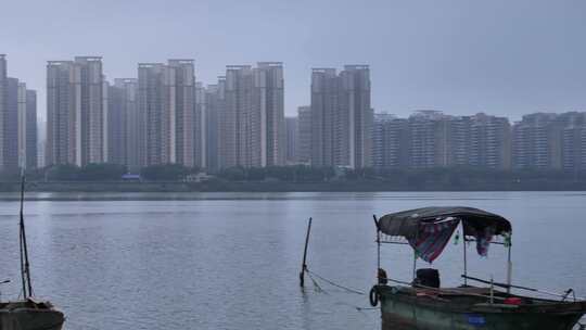 海口南渡江平流雾航拍