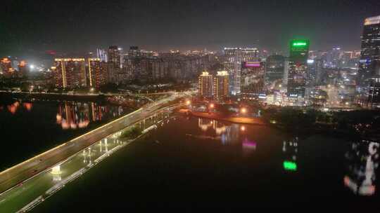 福州台江区金山大桥立交桥航拍车流夜晚夜景