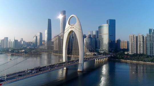航拍猎德大桥周围建筑群，广州城市航拍4k