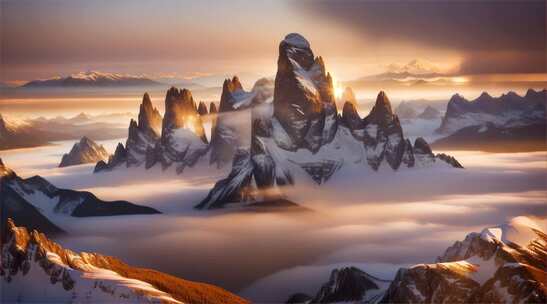 AIGC素材 雪山山峰之巅山脉风景