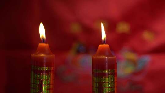婚礼红蜡烛空镜头